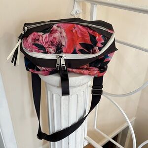 lululemon athletica Black and Pink Floral Crossbody Bag